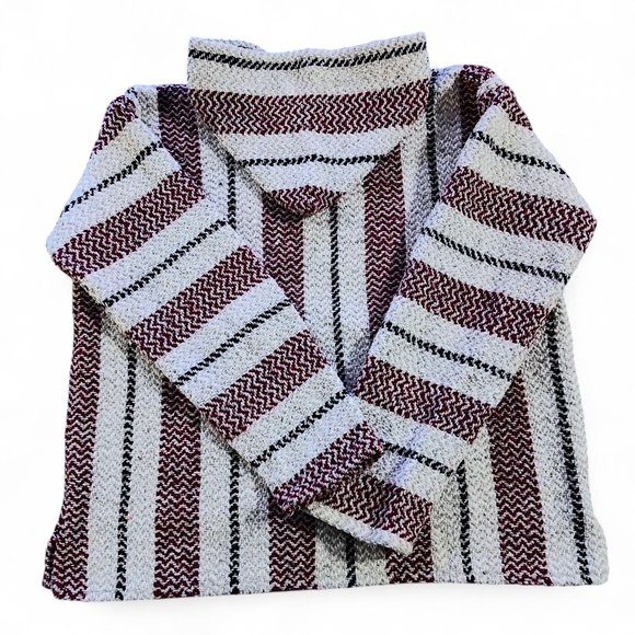 Baja Joe Mexican Baja Hoodie Unisex Size Small - Burgundy and Grey - Picture 4 of 9